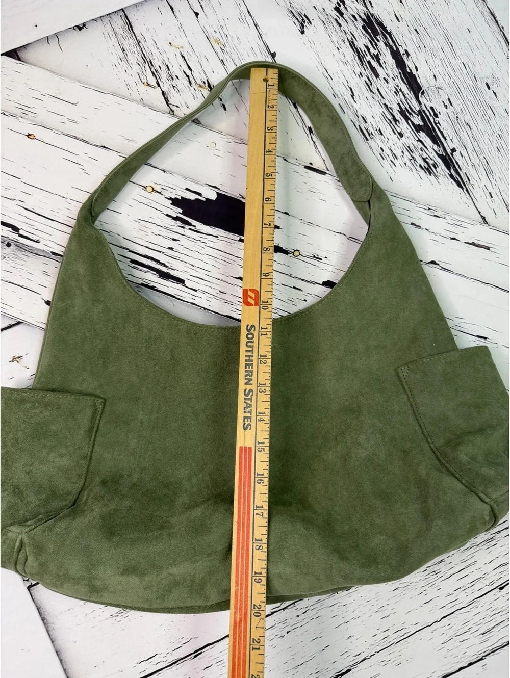 Wild Fable Boho Hobo Faux Suede XL Pocket Shoulder Bag Olive Green